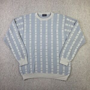 Vintage 90s Gionfriddo Sweater Mens XL Gray Wool Vertical Geometric Made Italy